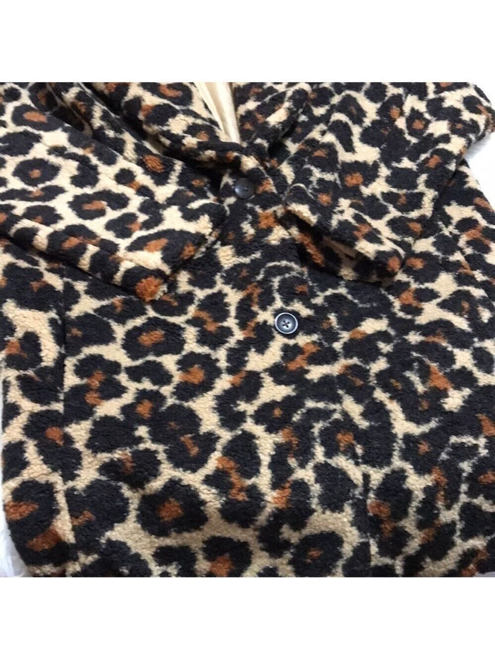 Daily Ritual Women’s Brown & Black Leopard Teddy Bear Lapel Coat Size Small - Picture 11 of 13